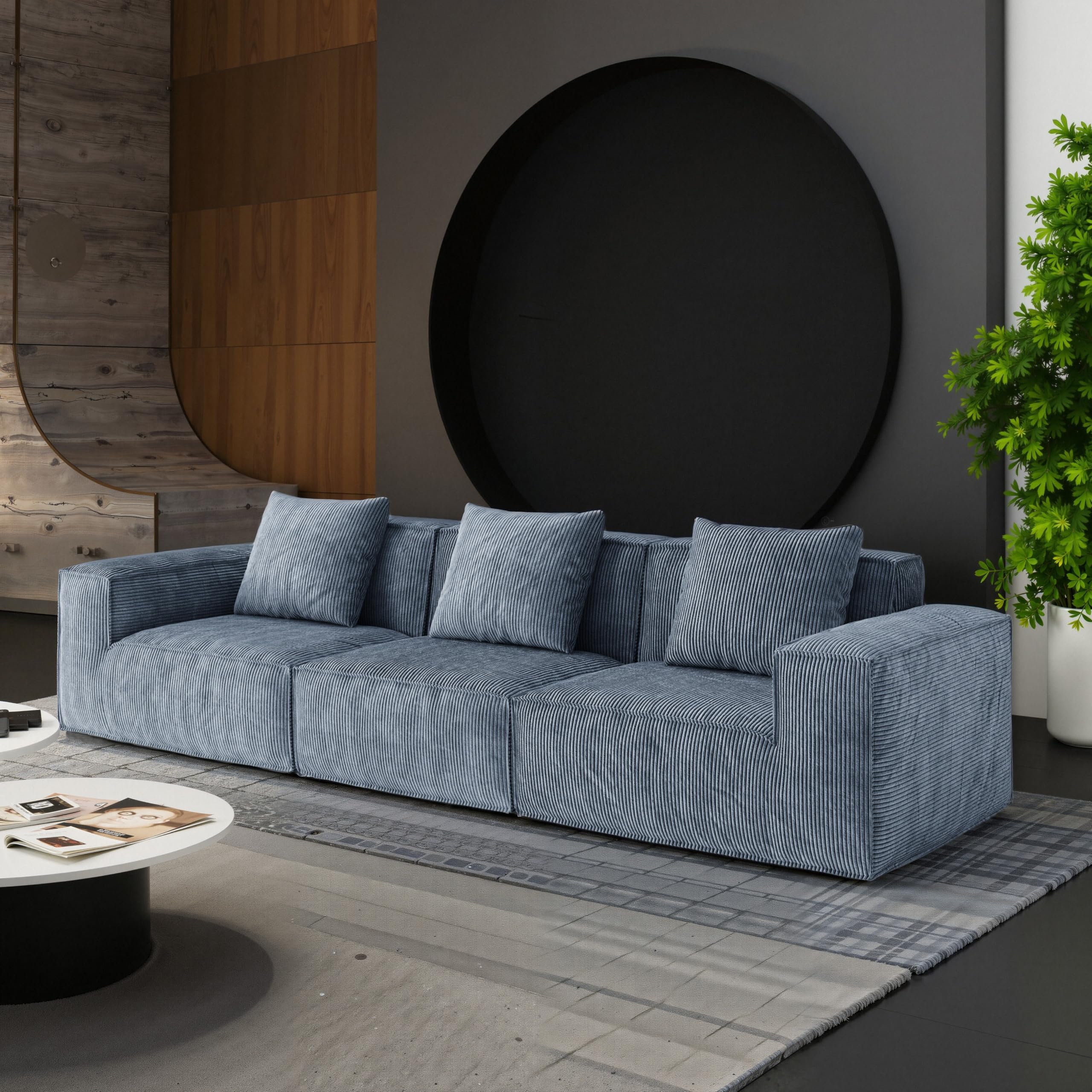 ソファ Amazon.com: KEIKI 118'' Oversized Corduroy Modular Sectional Cloud